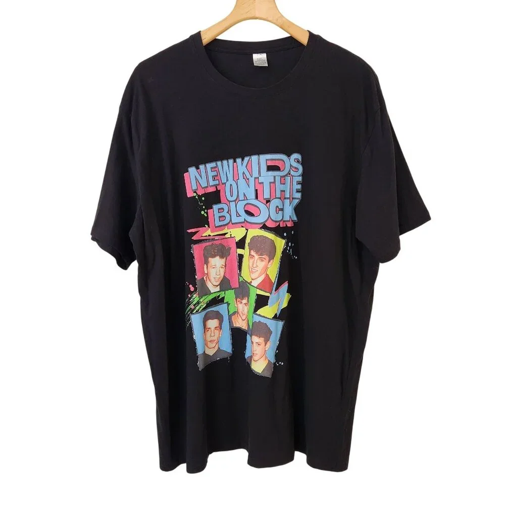 New Kids On The Block Black Graphic T-Shirt Retro Band Tee 90s Vegas Concert 3XL - Picture 2 of 9